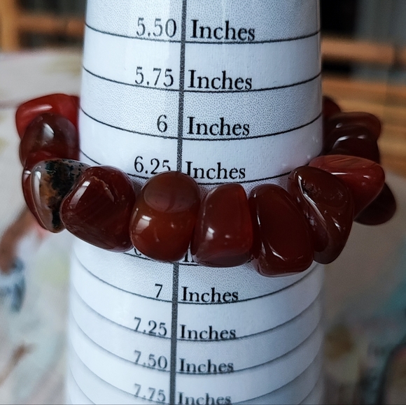 Carnelian Stretch Bracelet Tumbled Rocks Stones Hound Nature's Beauty Restrung - Picture 9 of 16